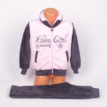 Плюшен детски комплект в сиво и розово с надпис