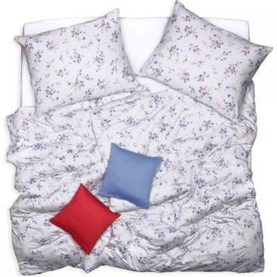 SCANquilt Obliečky JERSEY kvietky biela modrá 140x200 70x90
