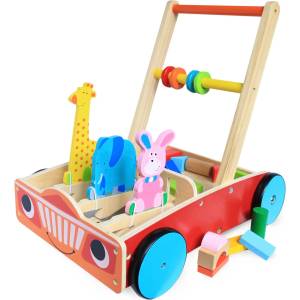 Smart Baby Детска дървена проходилка Smart Baby - С животинки и пъзел (ACT05) - ozone Проходилка