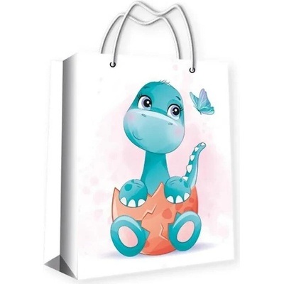 Anděl Dárková taška papírová s glitry Dinosaurus L 32 x 26 cm