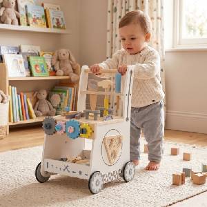 Pepita Дървена проходилка Pepita за развитие на умения с инструменти - Бяла (KF-WBW1043)