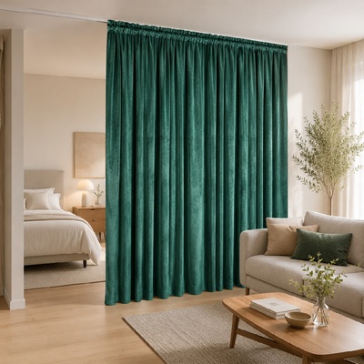 Dekorační závěs s řasící páskou PIERRE CARDIN 300 tmavá tyrkysová 140x300 cm (cena za 1 kus) MyBestHome