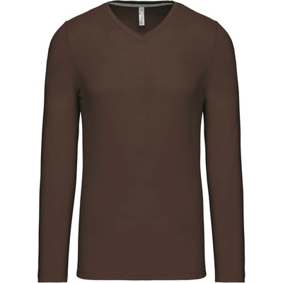 Kariban v-neck k358 / Мъжка тениска с дълъг ръкав - шоколад xxl (20k35814005)