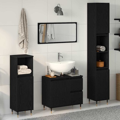 vidaXL Комплект мебели за баня 3 pcs Черния дъб 30 x 30 x 190 см (3333096)