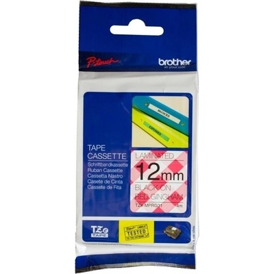 páska BROTHER TZeMPRG31 čierne písmo, červená gingham paterna Tape (12mm) (TZEMPRG31)