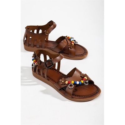 Moda Trend Дамски ежедневни сандали с декоративни мъниста - Таба #367242 (367242_Кафяво)