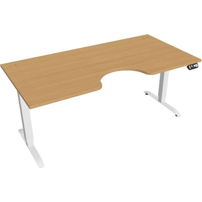 Hobis Office Pro psací stůl Motion MS ERGO 2 Šířka: 180 cm, Barva desky: buk, Barva kovu: bílá RAL 9016 Šířka 120-180 cm / 27 barevných variant