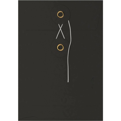 Barevné obálky se šňůrkovým a kotoučovým uzávěrem - 162 x 114 mm (C6) - Černá
