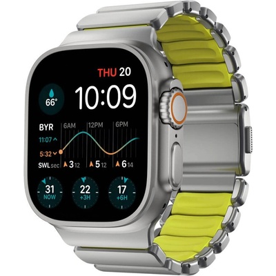 Nomad Титаниева каишка за Apple Watch 44мм, 45мм, 46мм, Ultra, Ultra 2, Ultra 3 49мм - Nomad Stratos Band Natural Titanium (сребрист-жълт) (NM011147858)