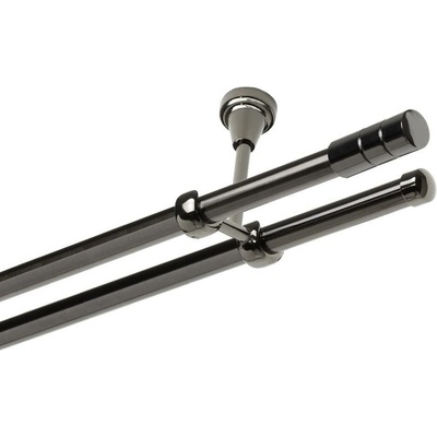 OK-GarnýžeCZ - Garnýže kovová dvouřadá 19mm Cylinder onyx 360 cm do stěny / na tunýlek - bez kroužků