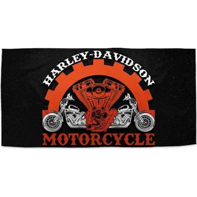 Sablio Ručník s potiskem Harley Davidson motor Černé pozadí 70 x 140 cm