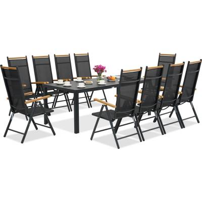 Garden Point Градинска мебел Verona Wood от алуминиева с голяма маса за 10 души Garden Point black (GAP1200SD-10)