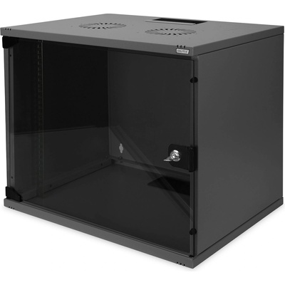 ASSMANN 9U wall mounting cabinet, SOHO, unmounted 460x540x400 mm, full glass front door, black (RAL 9005) (DN-19 09-U-S-SW)