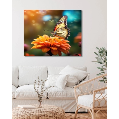 ZUTY Obrazy na stenu - Motýľ na kvete Rámovanie: bez rámu a bez vypnutia plátna, Rozmer: 40x50 cm
