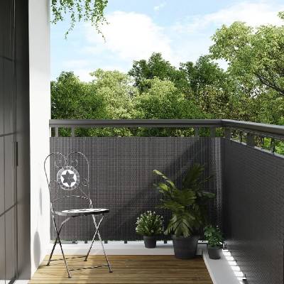 vidaXL Balkonová zástěna 500 x 80 cm polyratan antracitová