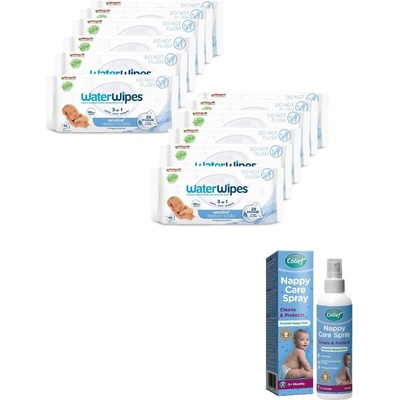WaterWipes Бебешки почистващи кърпички Water Wipes - Baby, 12 х 60 броя + Спрей при подсичане и рани Colief, 150 ml (5014302001547 + 420036)