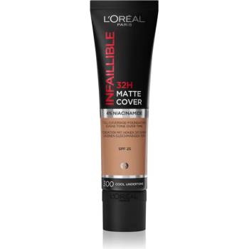 L'Oréal Infallible 32H Matte Cover дълготраен матиращ фон дьо тен SPF 25 цвят 300 (Cool Undertone) 30ml