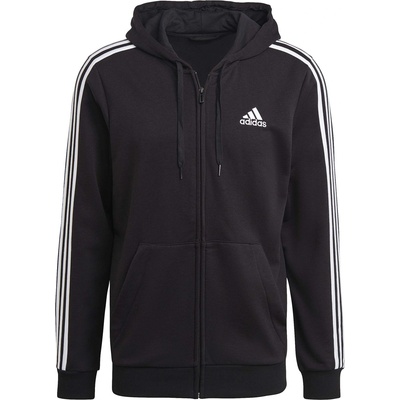 Adidas Суичър Adidas Men's French Terry 3-Stripe Full-Zip Hoodie - Black