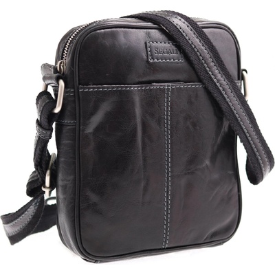 Segali pánska kožená crossbody taška 7018 čierna