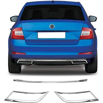 Omtec Nerez leštený zadný difúzor 3 ks Škoda Octavia III sedan