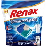  Renax, Перилни капсули 5 в 1 за бели дрехи, 30 пранета