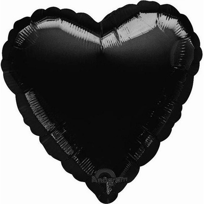 FLEXMETAL Balón foliový srdce černé 45 cm