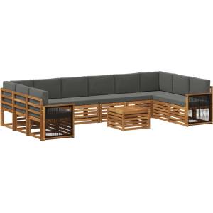 vidaXL Комплект дивани за открито 8 бр. Натурален и Антрацит (3384923)