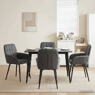 vidaXL Обедени столове 4 pcs Кадифе Тъмносиво 56, 5 x 50 x 86 см (3428166)