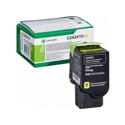 Lexmark Тонер касета Lexmark C242XY0 Yellow, Extra High, Yield Return Programme, 3 500 страници, Жълт, C242XY0