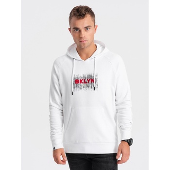 Ombre Clothing Бял мъжки суитшърт с качулка и щамп Ombre Clothing Ombre Clothing | Byal | МЪЖЕ | S