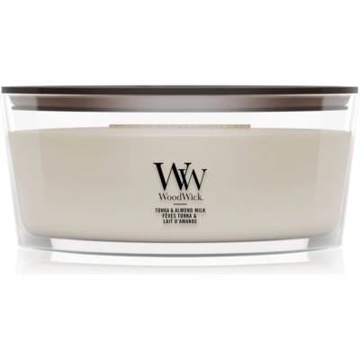 WoodWick Tonka & Almond Milk ароматна свещ с дървен фитил 453.6 гр