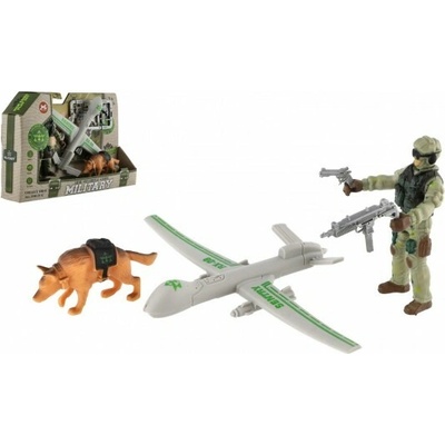 Teddies Vojenská sada plast dron, vojak, pes s doplnkami