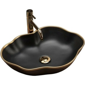 Rea Мивка за плот Rea Pearl Gold Edge черно/златна 51.5 см (5902557356850)
