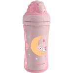 KikkaBoo Чаша със силиконовa сламка 220мл Moony me - Pink (31302030079)