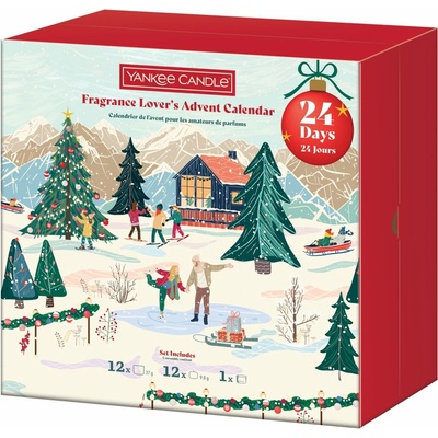 YANKEE CANDLE Adventný kalendár 2025 kniha 12× 9,8 g, 12× 37 g