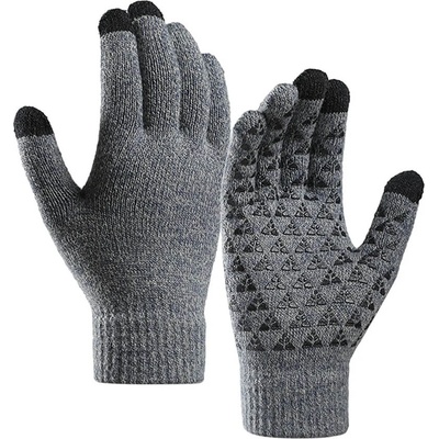 Плетени зимни ръкавици за тъч екрани - Iwarm Winter Braided Touch Gloves with Non-slip Details (23 см) (сив) (ST0018)