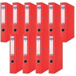 DONAU Premium Slim Folder Pack of 10/DIN A4/5 cm/10 Pieces/Navy Blue/Plastic Cover PP/Carton Paper Slot Folder Office Folder File Ring Binder/Green Dot, Red - 3955001PL-04