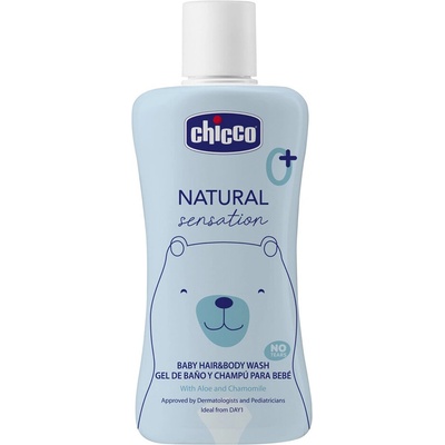 CHICCO Natural Sensation Sprchový gél 2v1 na telo a vlasy s aloe a harmančekom 200 ml