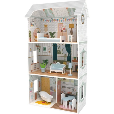 Moni Toys Дървена kъща за кукли с мебели 8211