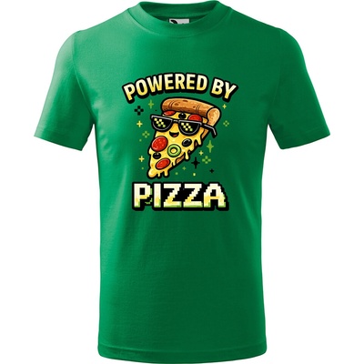 Handel detské tričko Powered by Pizza trávová zelená