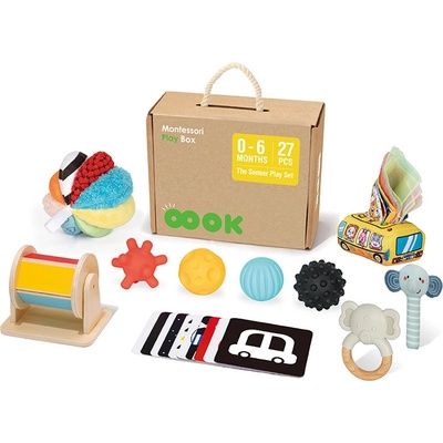 Mamido Montessori box XXL 7 v 1 pro miminka 0 - 6 měsíců Naučný Smyslový – Zboží Dáma