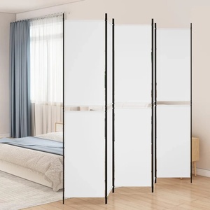 vidaXL Параван за стая, 5 панела, бял, 250x220 см, текстил (350250)