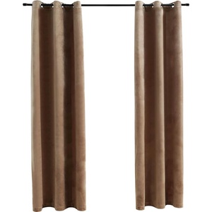 vidaXL 134822 Blackout Curtains with Rings 2 pcs Beige 37"x63" Velvet (US only) - Untranslated (134822)