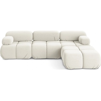 makamii Бял кадифен модулен ъглов диван Lokua - Makamii (LOKUA_COR_1_P1_C1)
