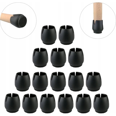 Návleky na nohy stoličky 17-21mm plsť ČIERNE x16