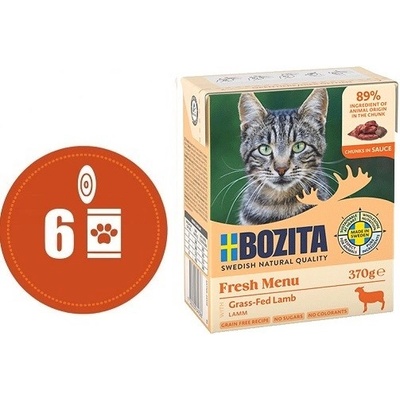 Bozita Cat Fresh Menu kousky v omáčce s jehněčím 6 x 370 g