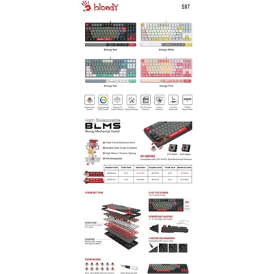 A4Tech Bloody Naraka S87 TKL Backlit Red Switch (A4-KEY-S87-NARAKA)