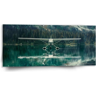 Sablio Obraz Hydroplán na horskom jazere - 110x50 cm