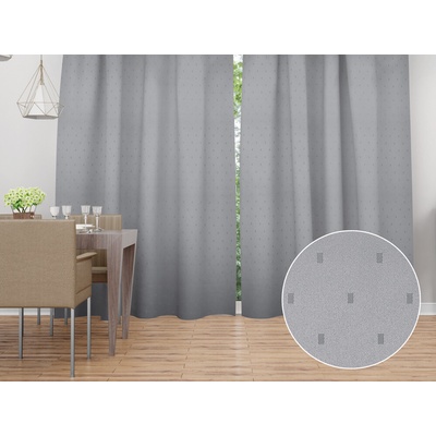 Biante Dekoračný záves TF-080 Obdĺžničky na sivom 150x140 cm