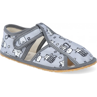Barefoot papučky Baby bare s prierezmi grey cat šedé